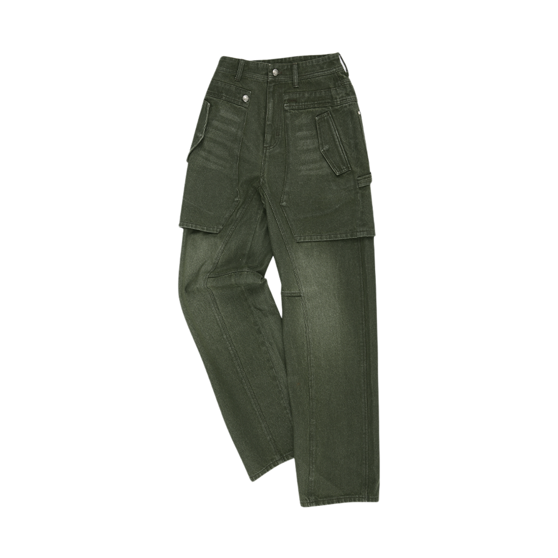 apa837u(WASHED GREEN) ADSB Andersson Bell Unisex Raptor Layered Wide-Leg Jeans Washed Green