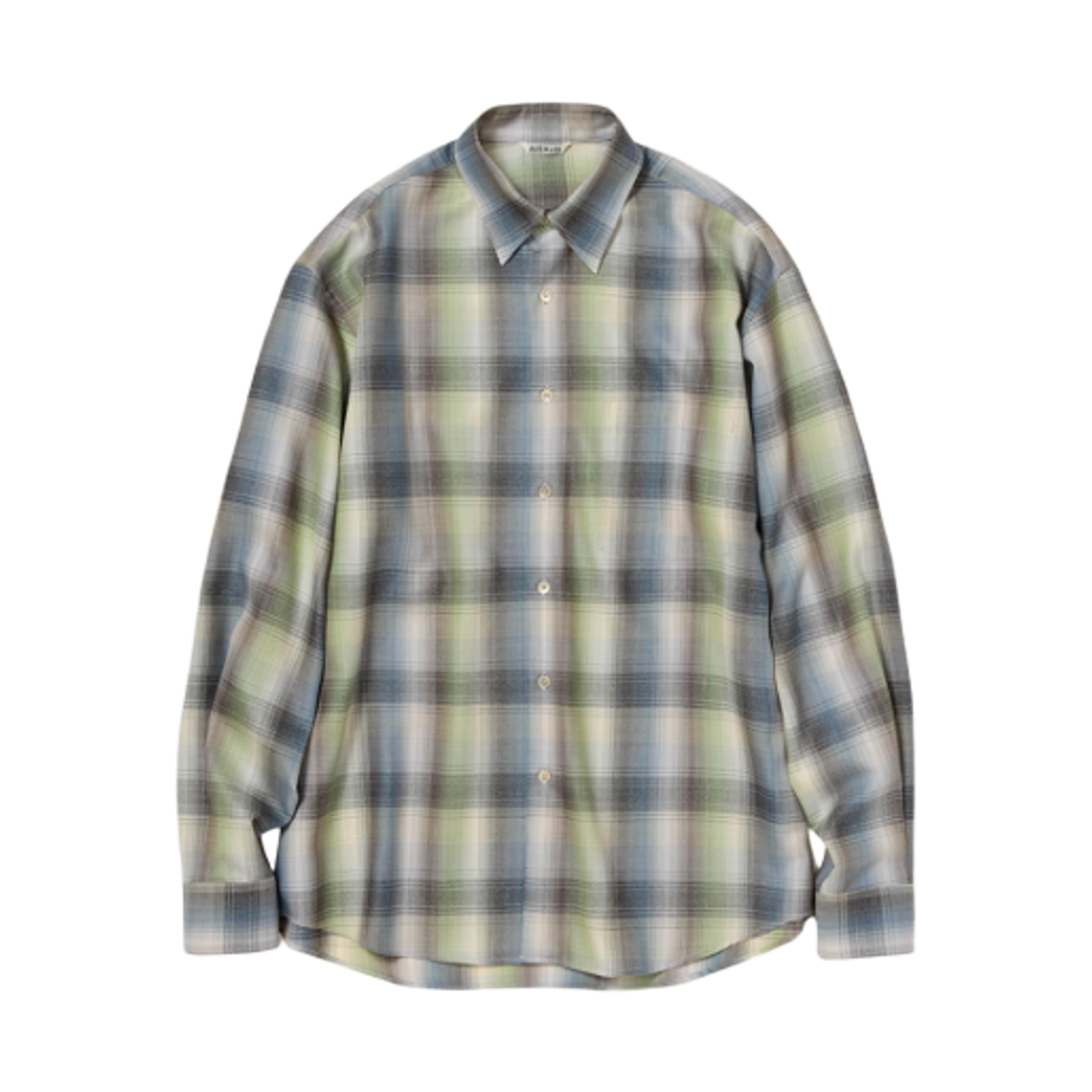 오라리 슈퍼 라이트 울 체크 셔츠 블루 그린(Auralee Super Light Wool Check Shirt Blue Green)