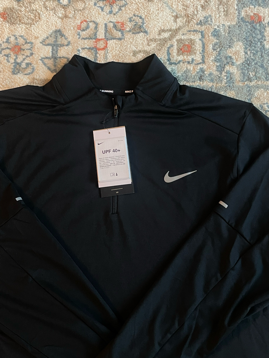 Nike Dri-Fit Element Quarter Zip Running Top Black 착용 스타일 - 1