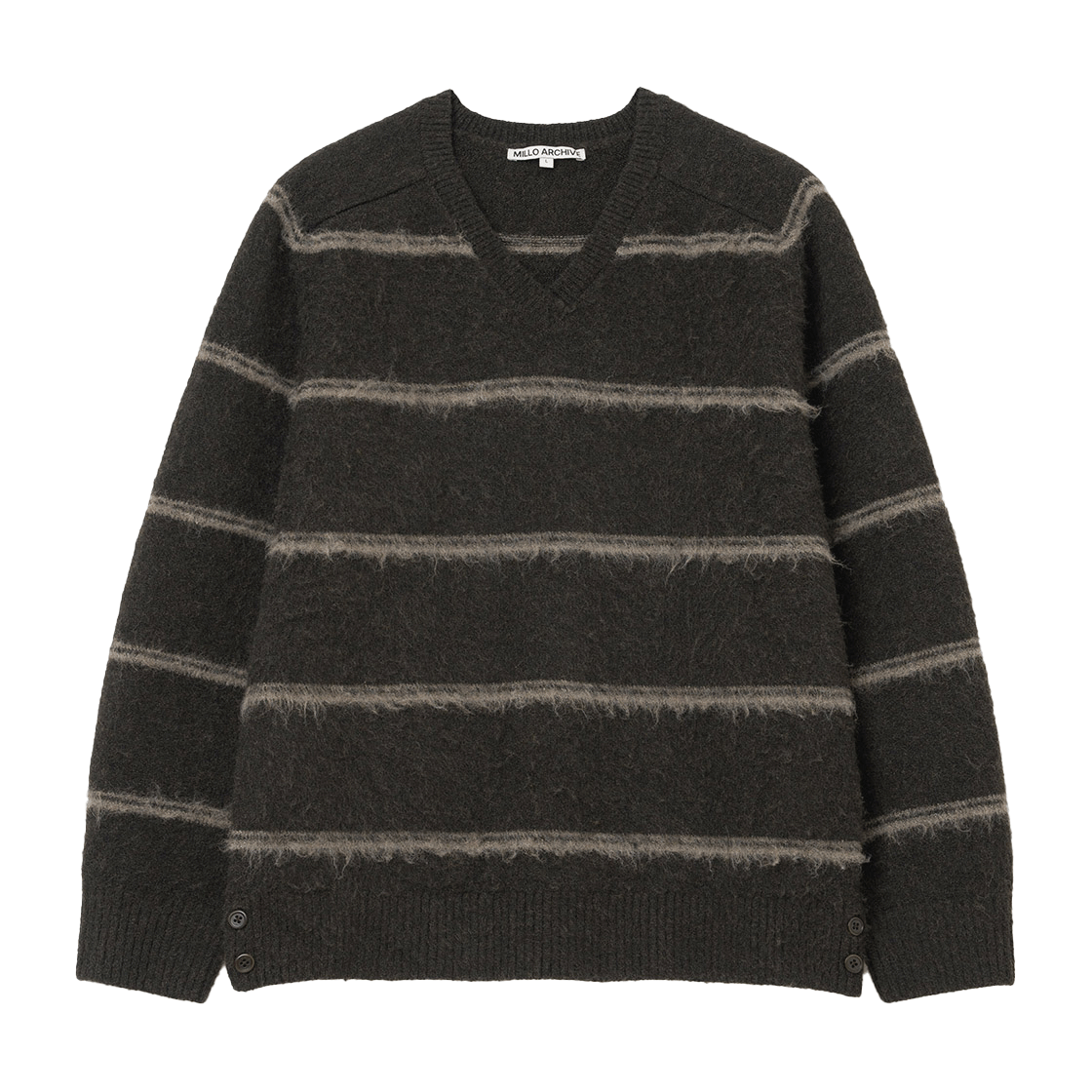 ML587KAB Millo Archive Nero Mohair Stripe Knit Khaki Brown