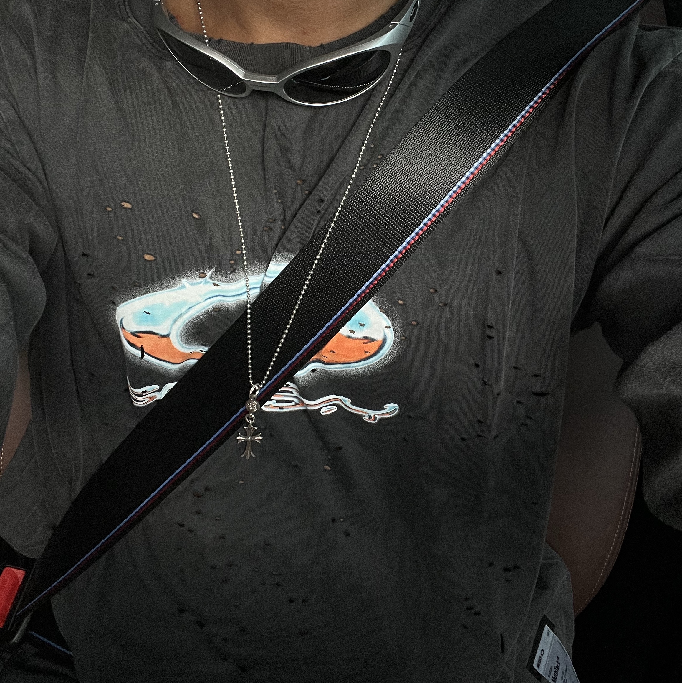 Oakley x Satisfy Mothtech Long T-Shirt Aged Black, Oakley Eye Jacket Redux Silver Frame Prizm Black Polarized Lenses High Bridge Fit 착용 스타일 - 2