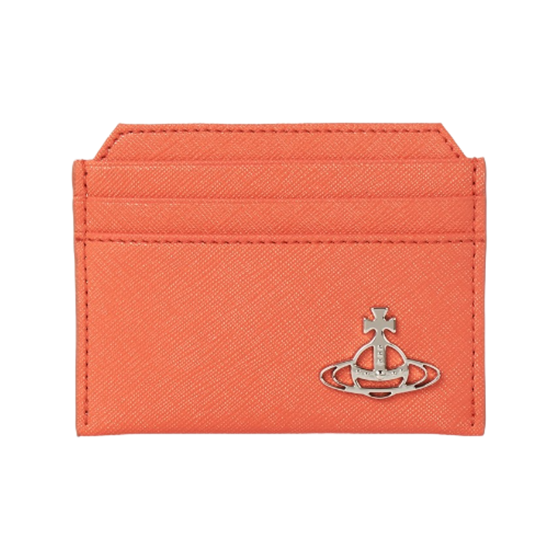5403000BU-S0021-F401 Vivienne Westwood Saffiano Leather Orb Logo Card Holder Orange