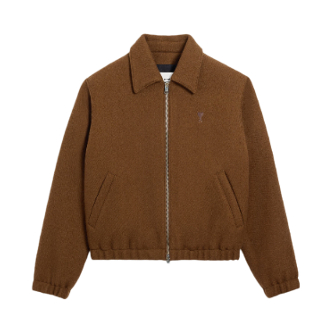 HJK830-WV0078-216 AMI de Coeur Wool Gabardine Padded Zipper Jacket Hazelnut