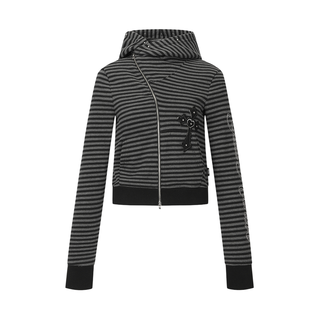 GL25FAJK03CH Gila Archive Diagonal Patched Stripe Hooded Zip-Up Charcoal