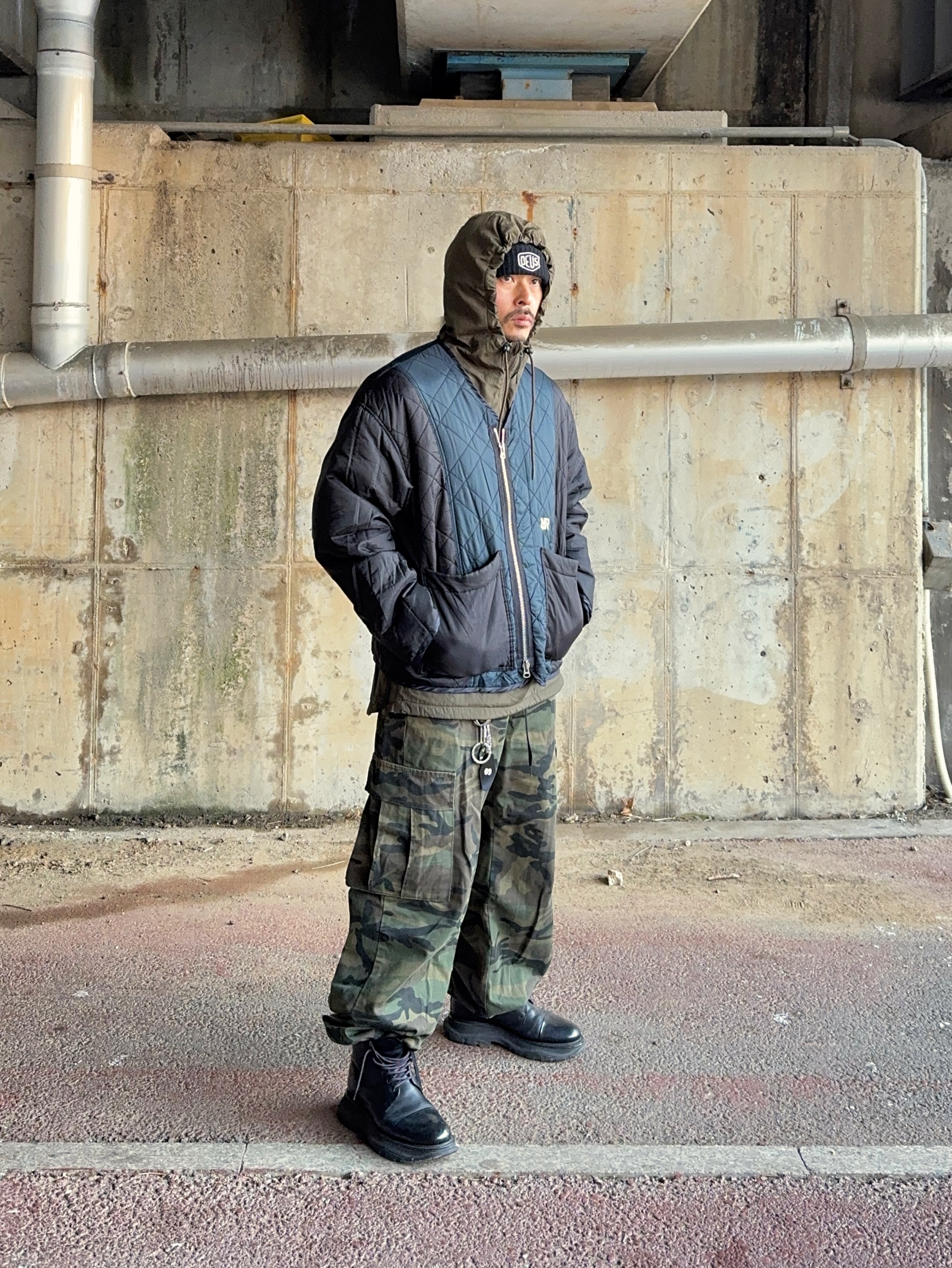 Deus Ex Machina Shield Beanie Black 착용 스타일 - 3