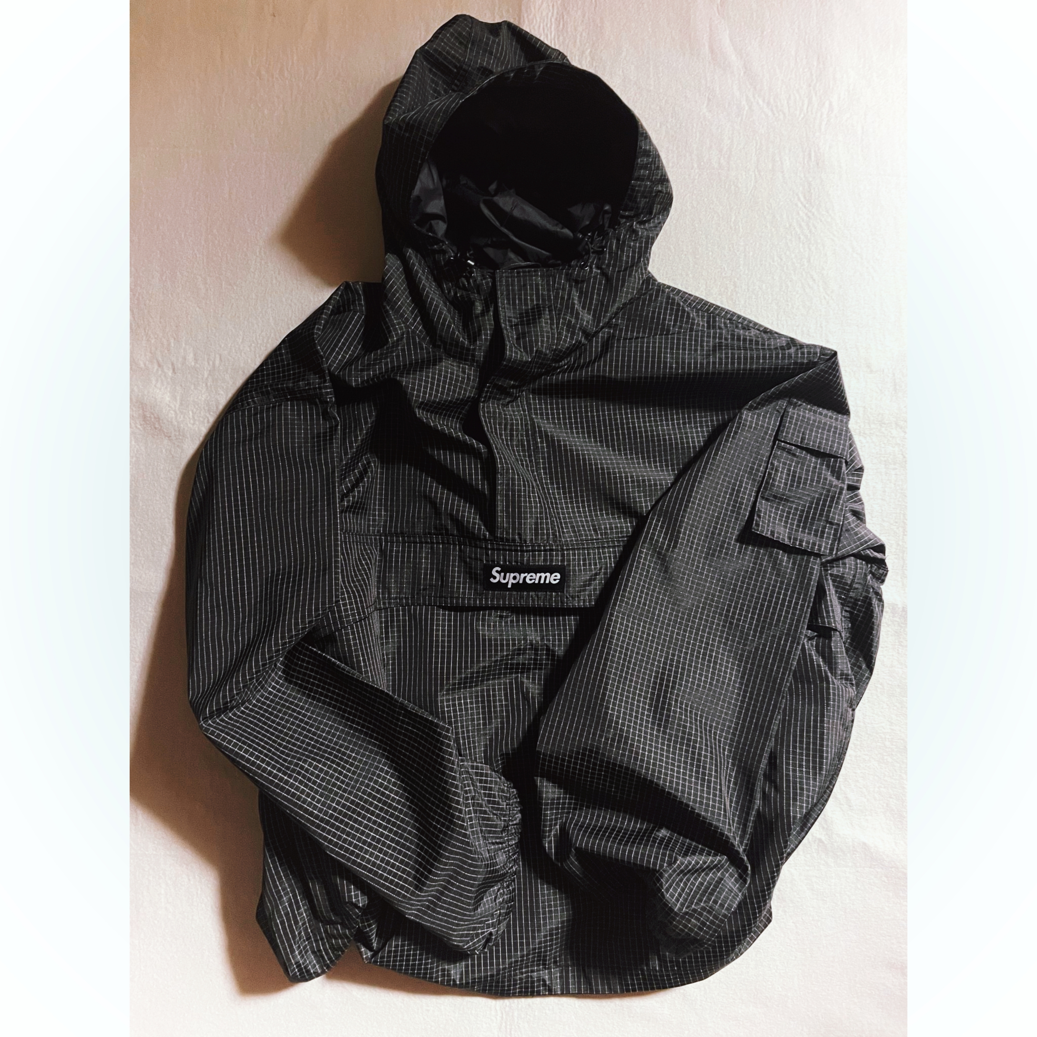 Supreme Reflective Ripstop Anorak Black - 25SS 착용 스타일