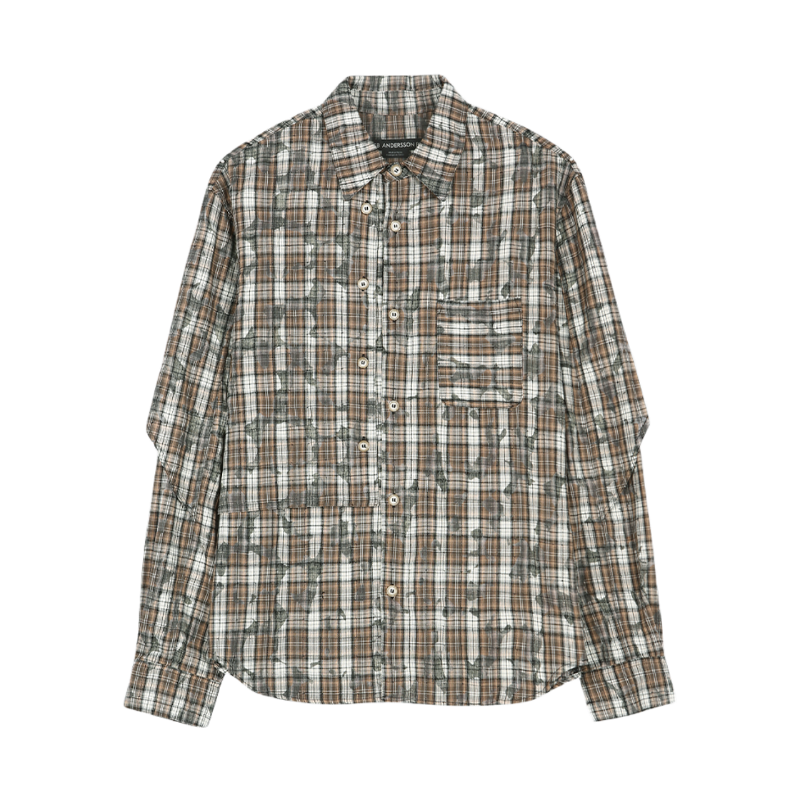atb1368m(BEIGE) ADSB Andersson Bell Check Layered Shirt Beige