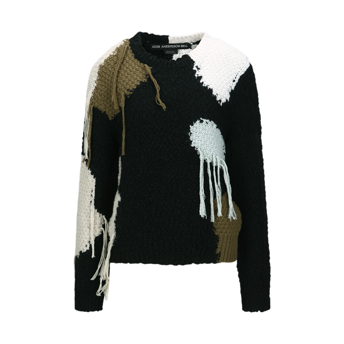 atb1365w(BLACK) ADSB Andersson Bell Sylvia Abstract Patchwork Sweater Black