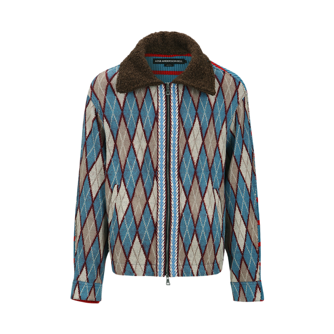 atb1376m(MULTI) ADSB Andersson Bell Argyle & Stripe Half Zip-Up Cardigan Multi