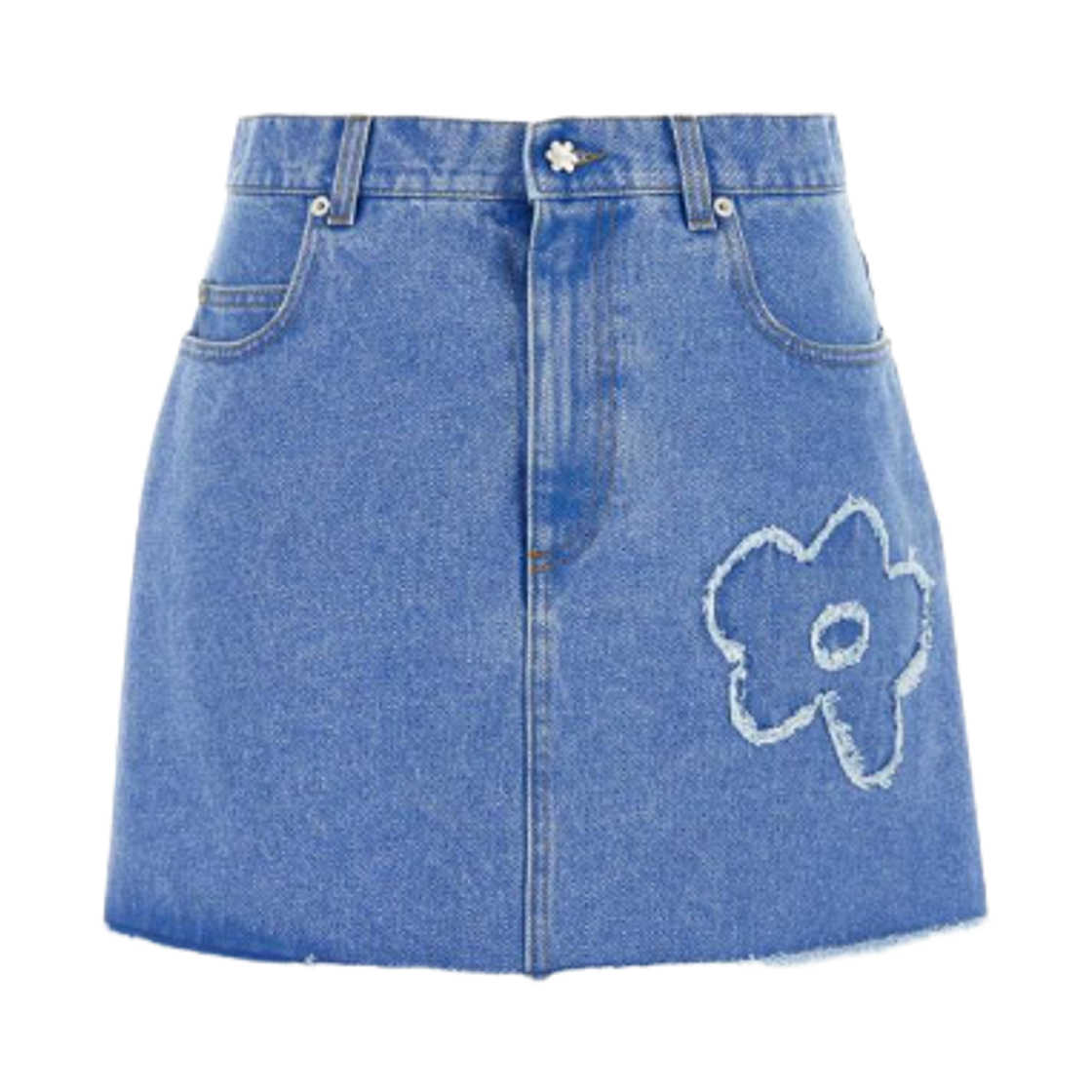 (W) 마르니 백로고 패치 플라워 데님 스커트 블루((W) Marni Back Logo Patch Flower Denim Skirt Blue)