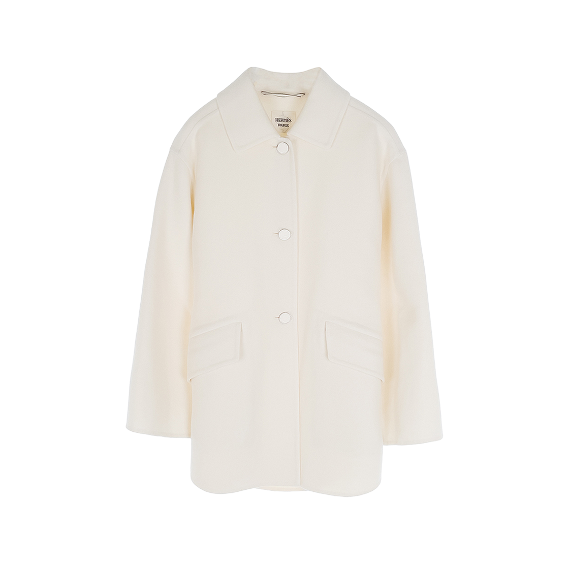 ITUM7NDBU2TM Hermes 25 FW Double Sided Cashmere Half Jacket 36 Blanc Natturel