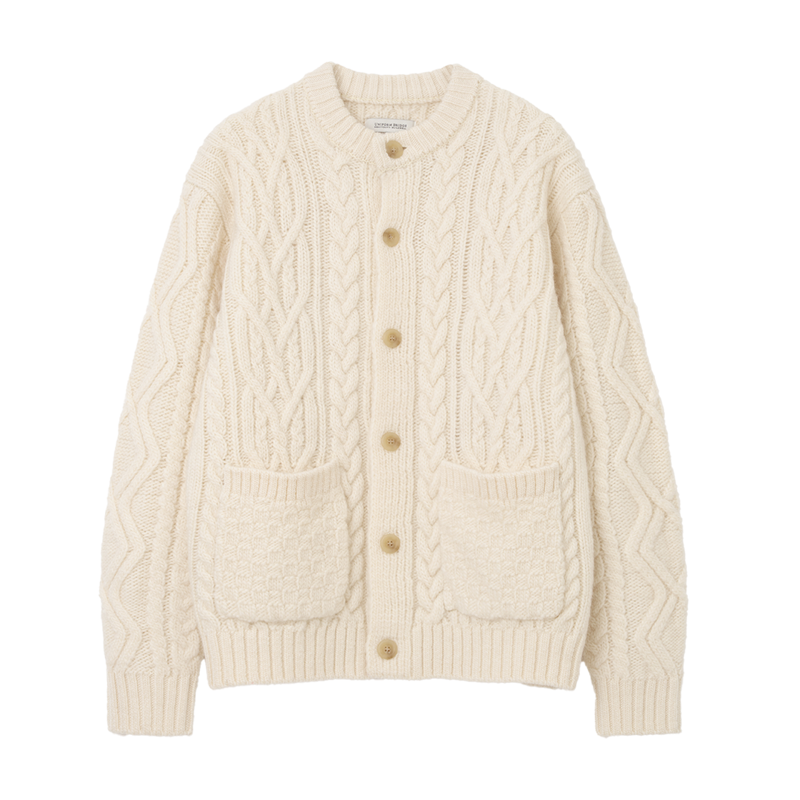 UB2599CD240MIV Uniform Bridge Heavy Wool Cable Cardigan Ivory
