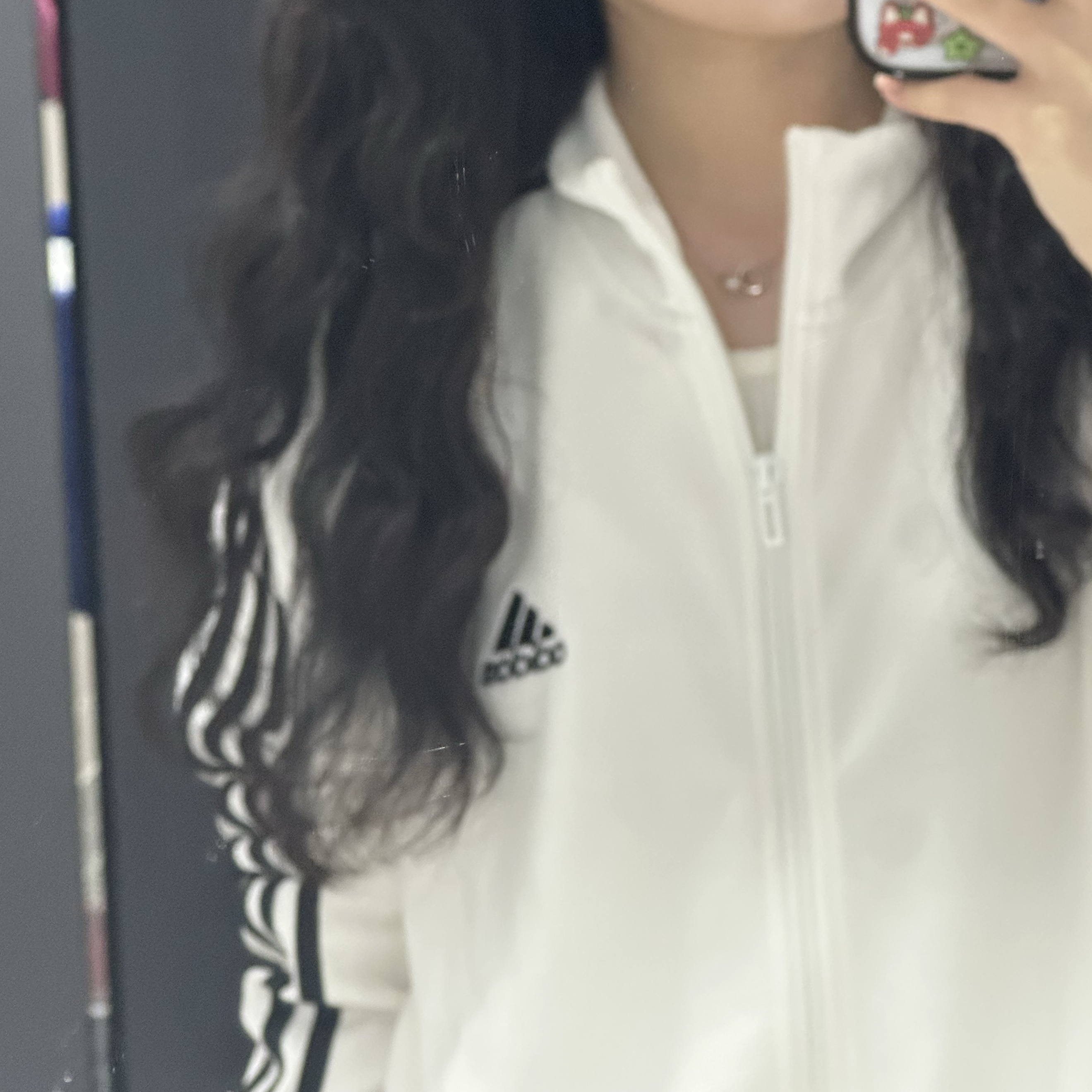 Adidas 3S Regular Fit Double Knit Track Top White - KR Sizing 착용 스타일