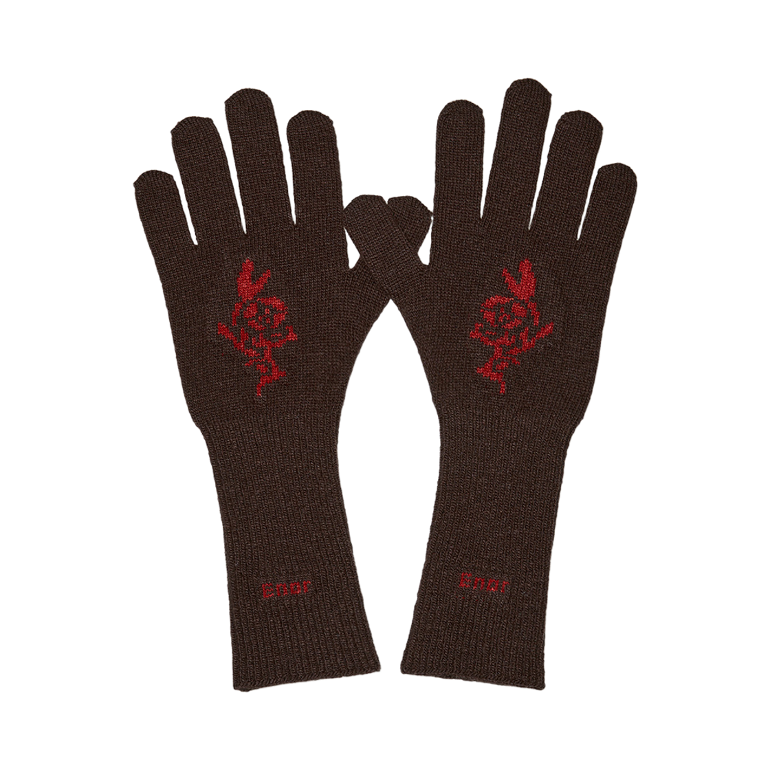 엔오르 우먼 플라워 자카드 글러브스 브라운(Enor Women Flower Jacquard Gloves Brown)