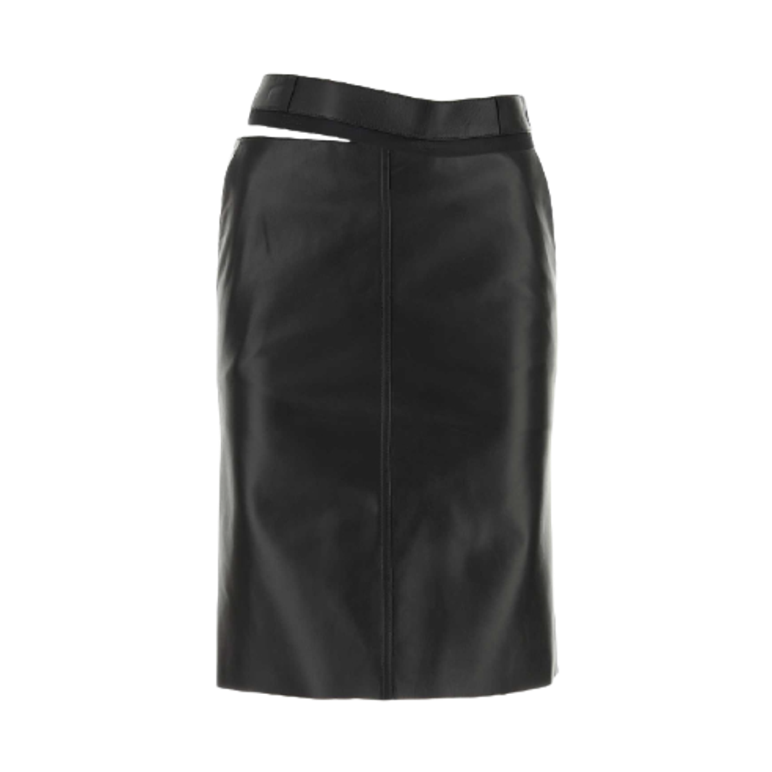 FPD774AQ31F0GME (W) Fendi Cut-Out Waist Leather Skirt Black