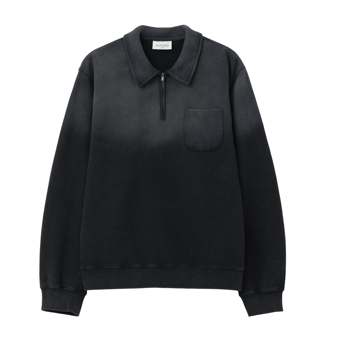 UB2599MT234MBB Uniform Bridge Half Zip-Up Pocket Sweatshirt Black Washed