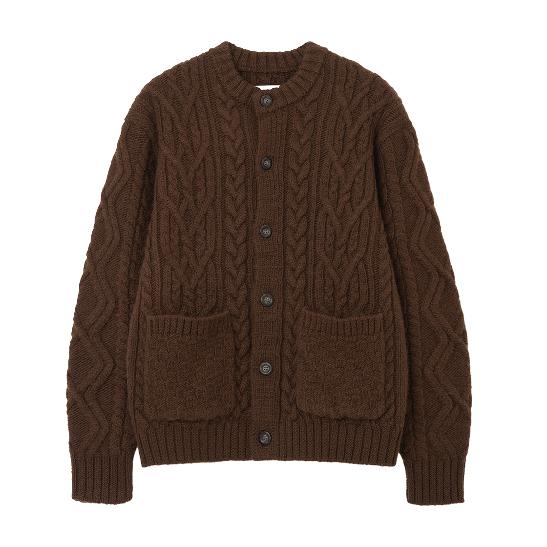 UB2599CD240MBR Uniform Bridge Heavy Wool Cable Cardigan Brown