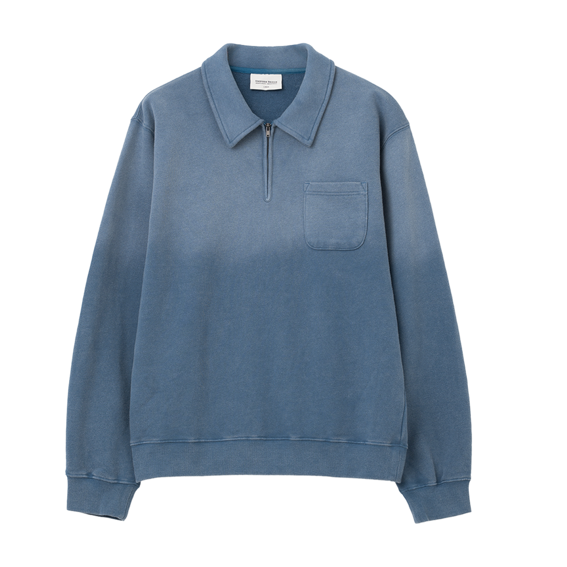 UB2599MT234MBL Uniform Bridge Half Zip-Up Pocket Sweatshirt Blue Washed