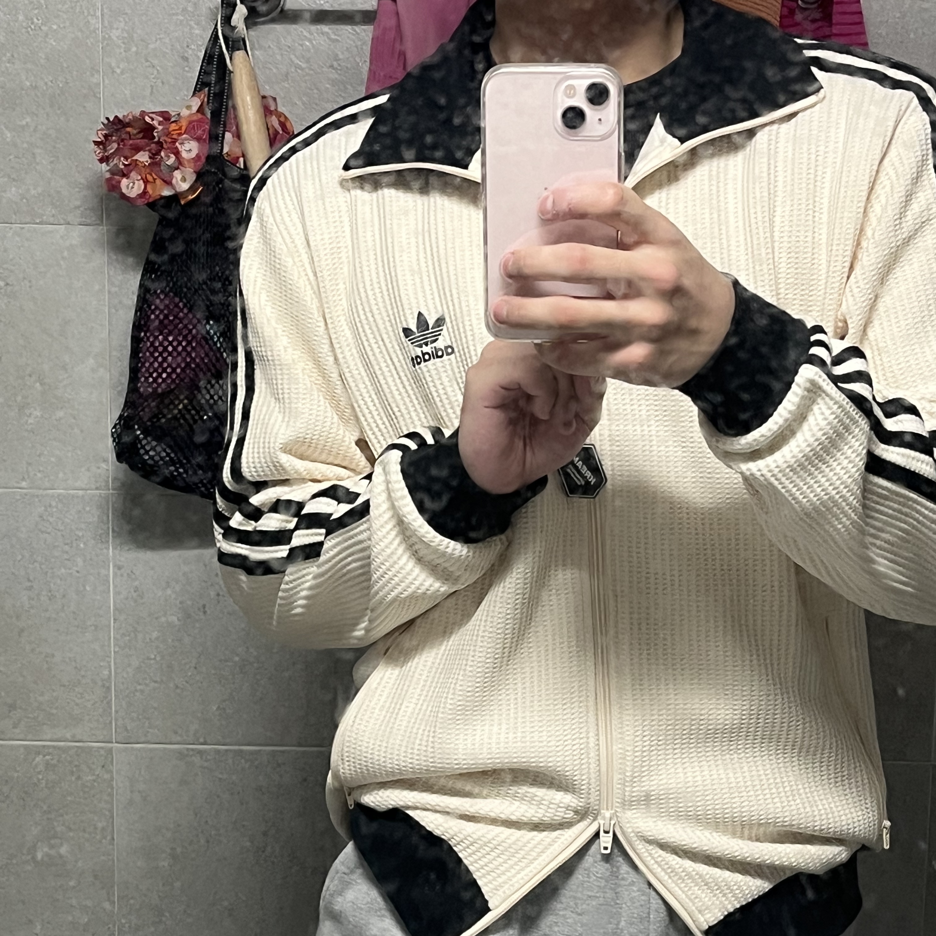 Adidas Waffle Beckenbauer Track Top Wonder White - KR Sizing 착용 스타일 - 1