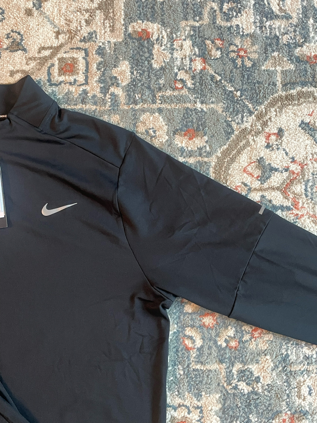 Nike Dri-Fit Element Quarter Zip Running Top Black 착용 스타일 - 4