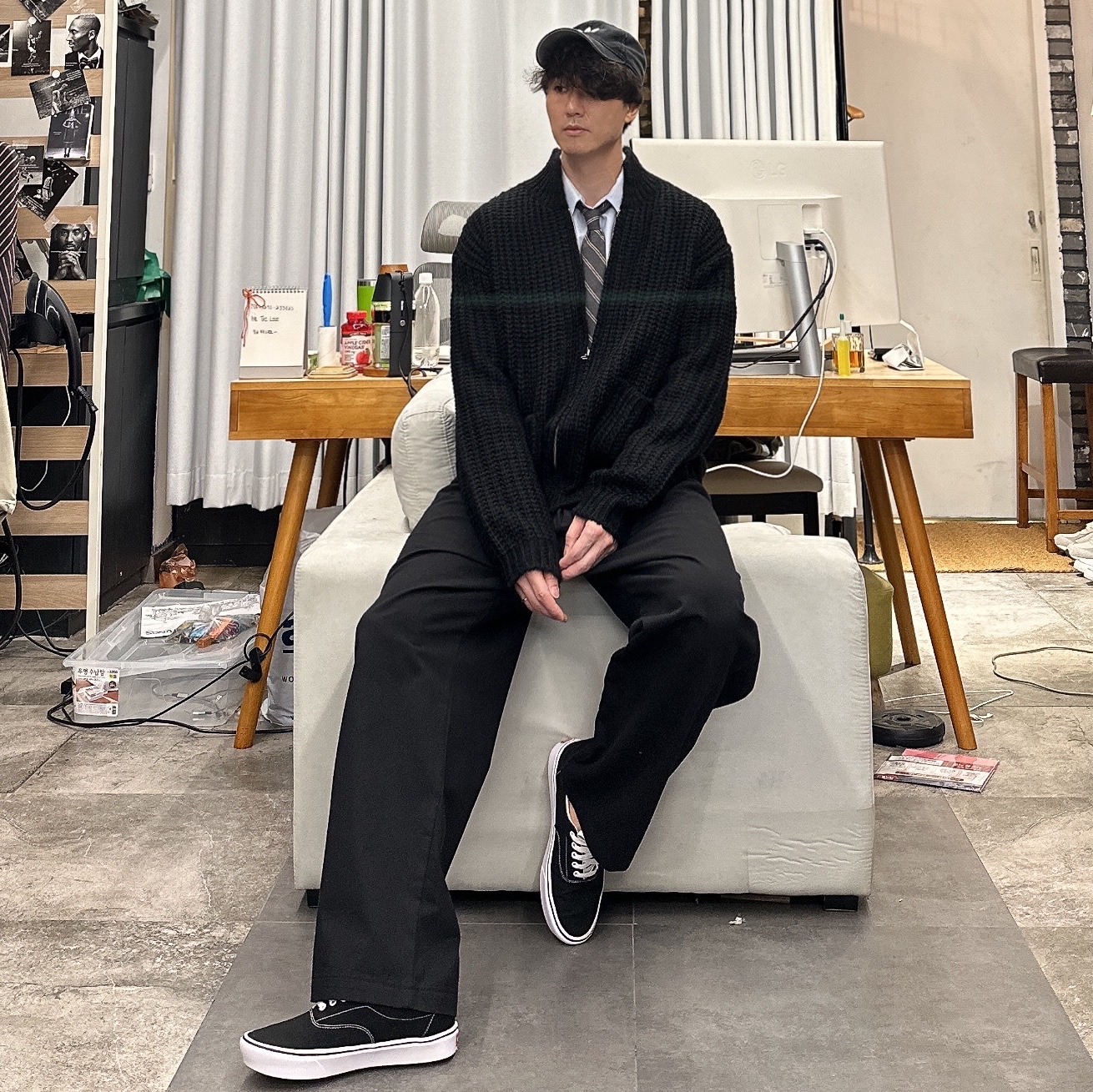 Vans ComfyCush Old Skool Black True white 착용 스타일