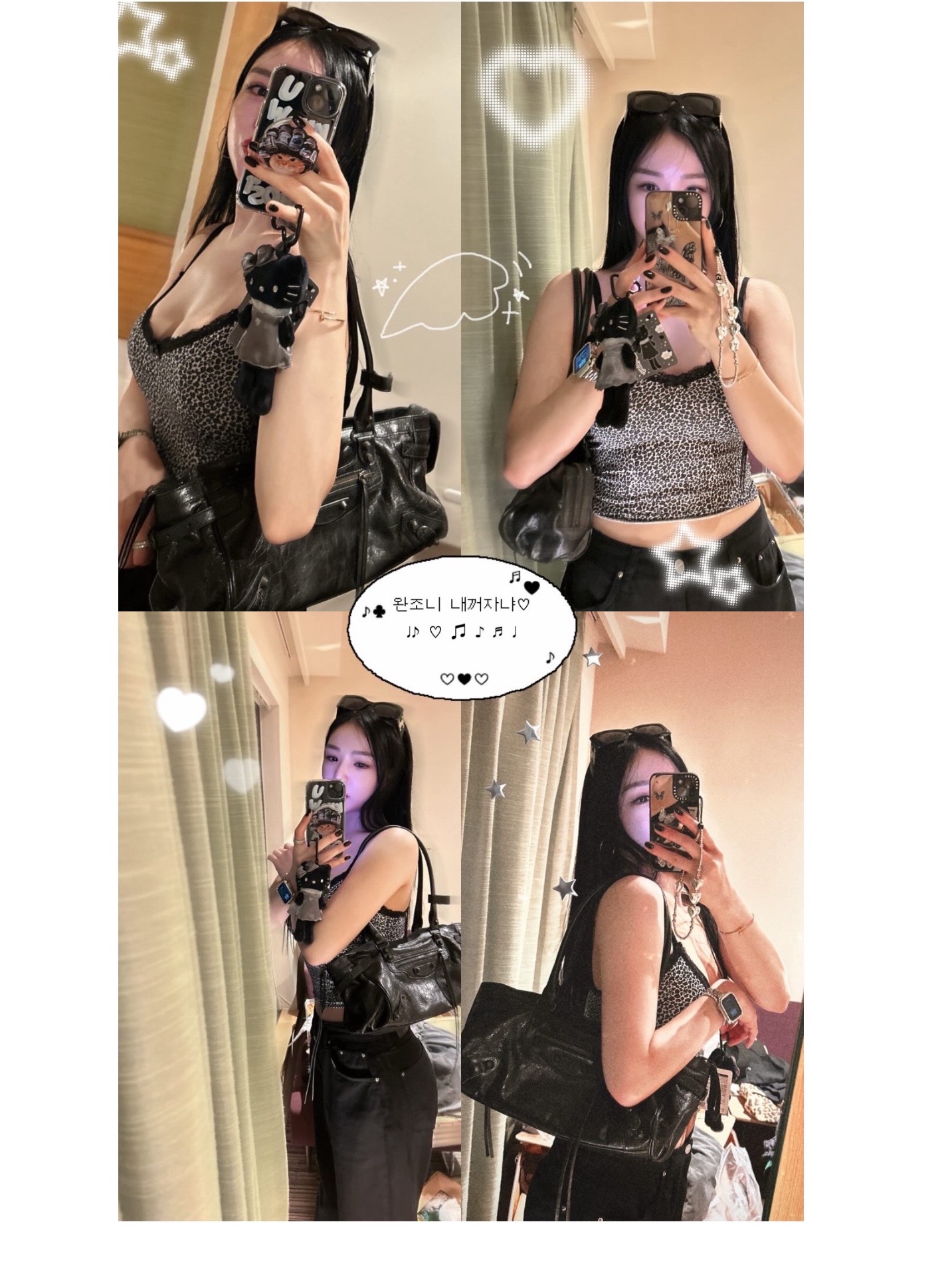 Balenciaga Le City Bag East-West Black, Sanrio Hello Kitty Black Angel Collection Style Up Mascot Angel Black 착용 스타일 - 5