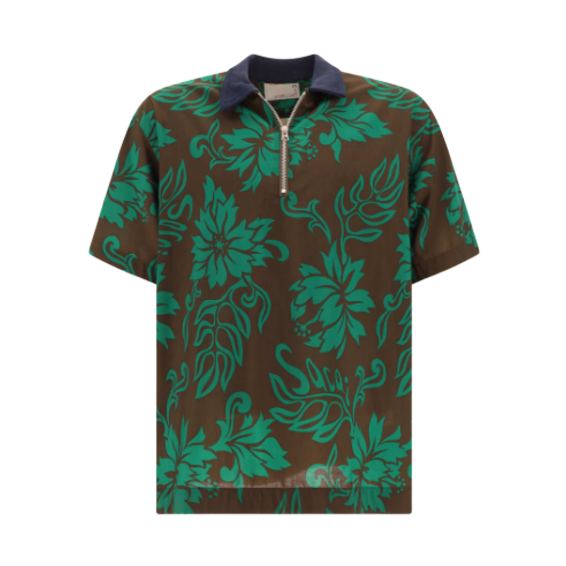 24-03292M-551 Sacai Floral Print Polo Shirt Green