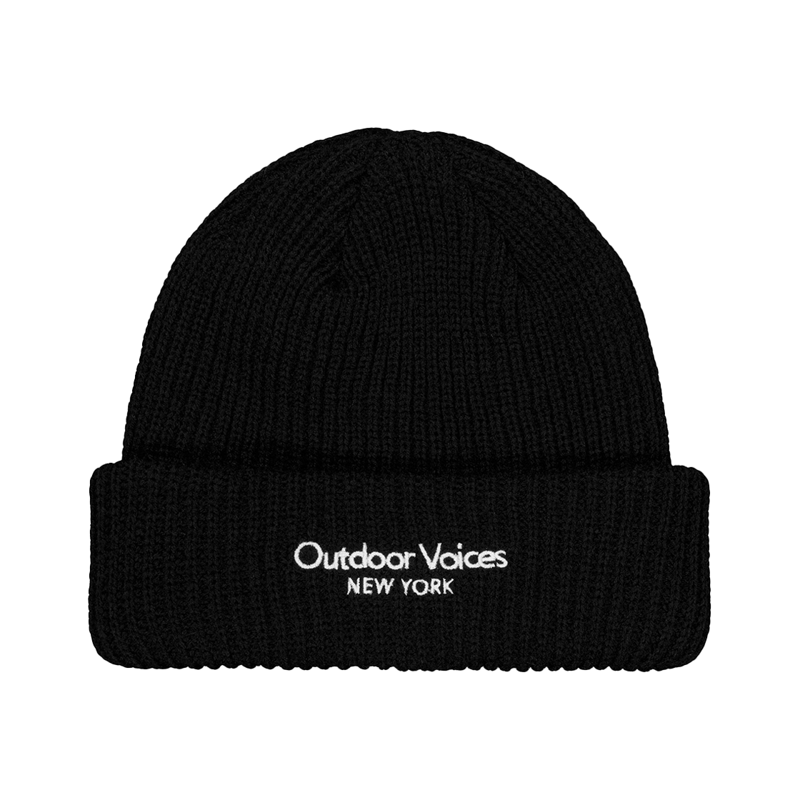 아웃도어보이스 클래식 로고 엔와이 커프 비니 블랙(Outdoor Voices Classic Logo Ny Cuff Beanie Black)