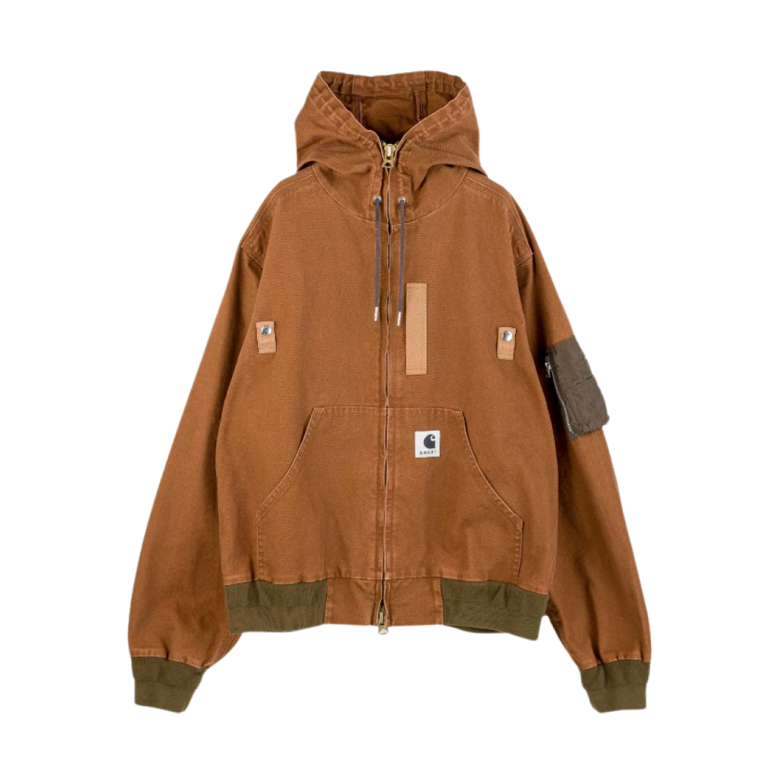 사카이 x 칼하트 WIP 워시드 덕 후드 블루종 다크 베이지(Sacai x Carhartt WIP Washed Duck Hooded Blouson Dark Beige)