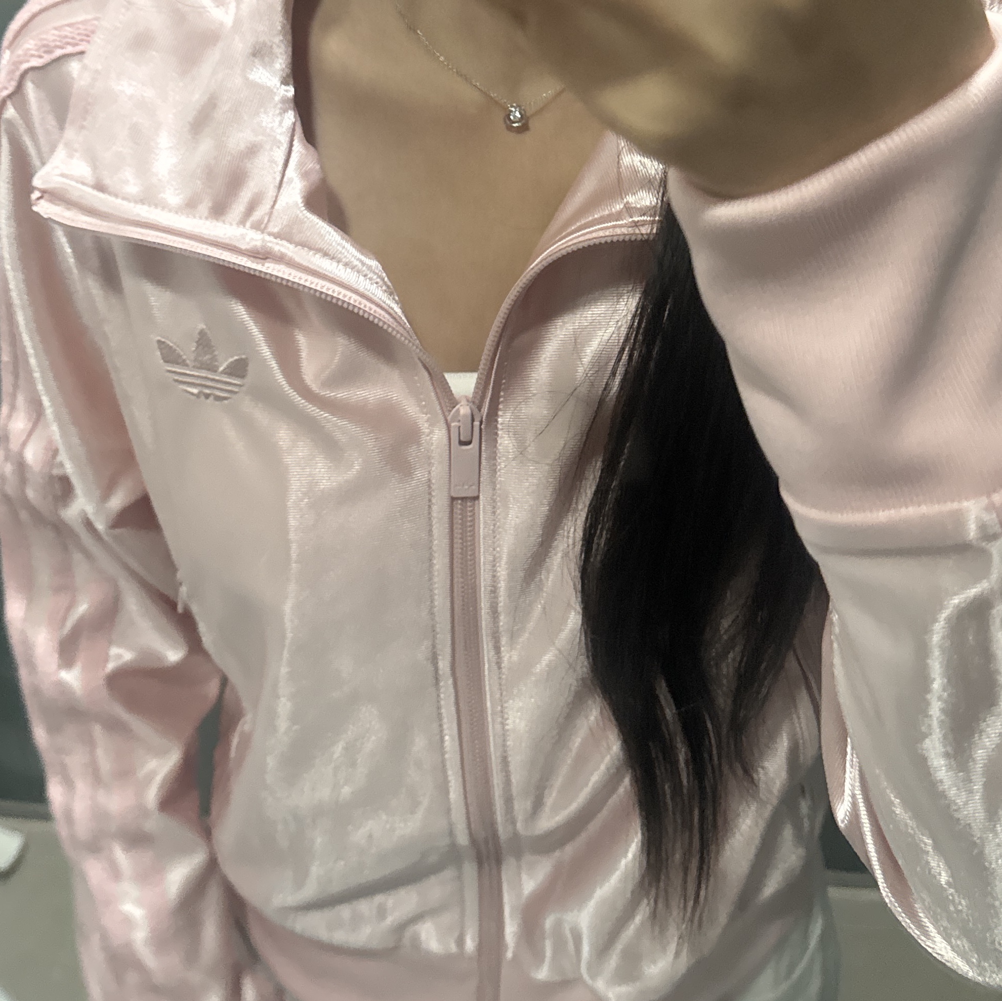 (W) Adidas Firebird Fitted Track Top Sandy Pink - KR Sizing 착용 스타일