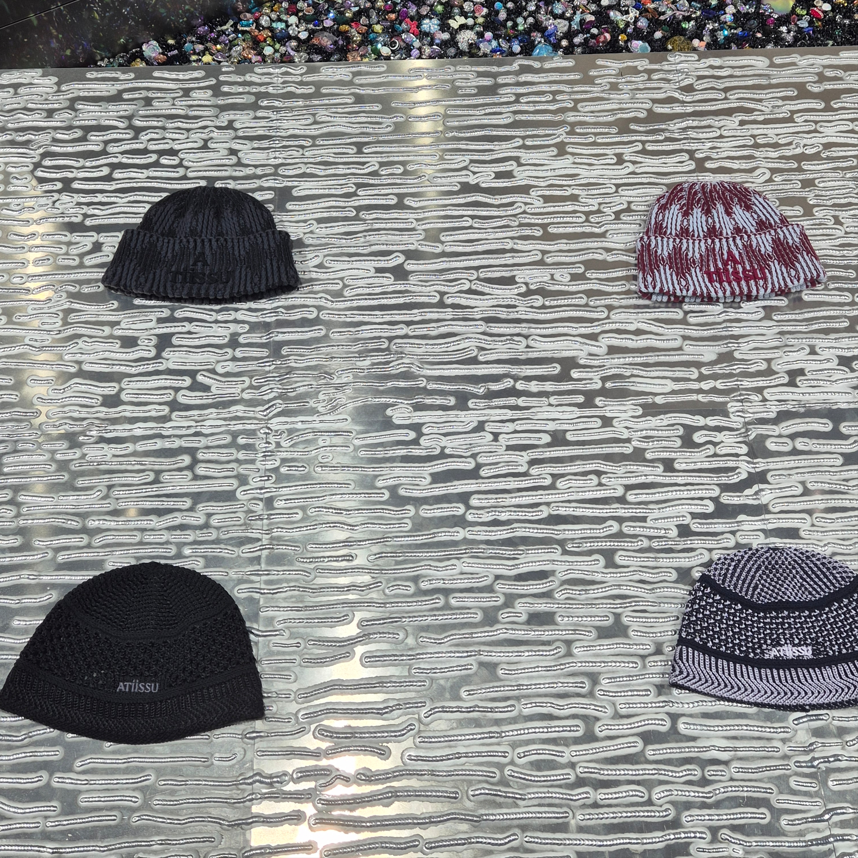 Atiissu Dia Beanie Wine, Atiissu Dia Beanie Grey 착용 스타일