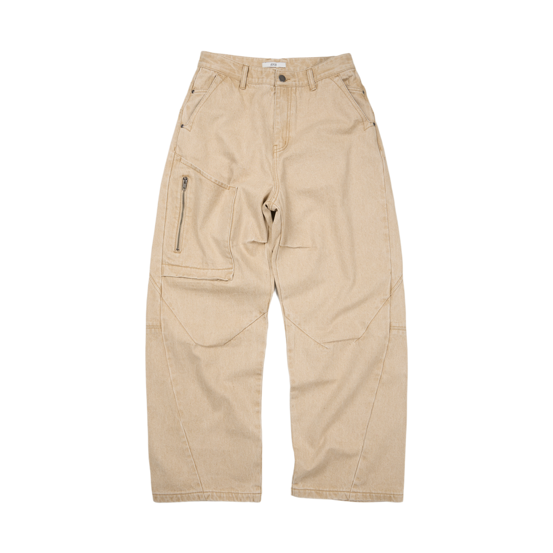 이티씨이 사이드 포켓 커브드 데님 베이지(ETCE Side Pocket Curved Denim Beige)