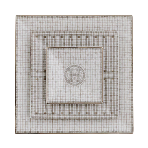 P035047P Hermes Mosaique Au 24 Square Plate No.1~3 Platinum (Set of 3)