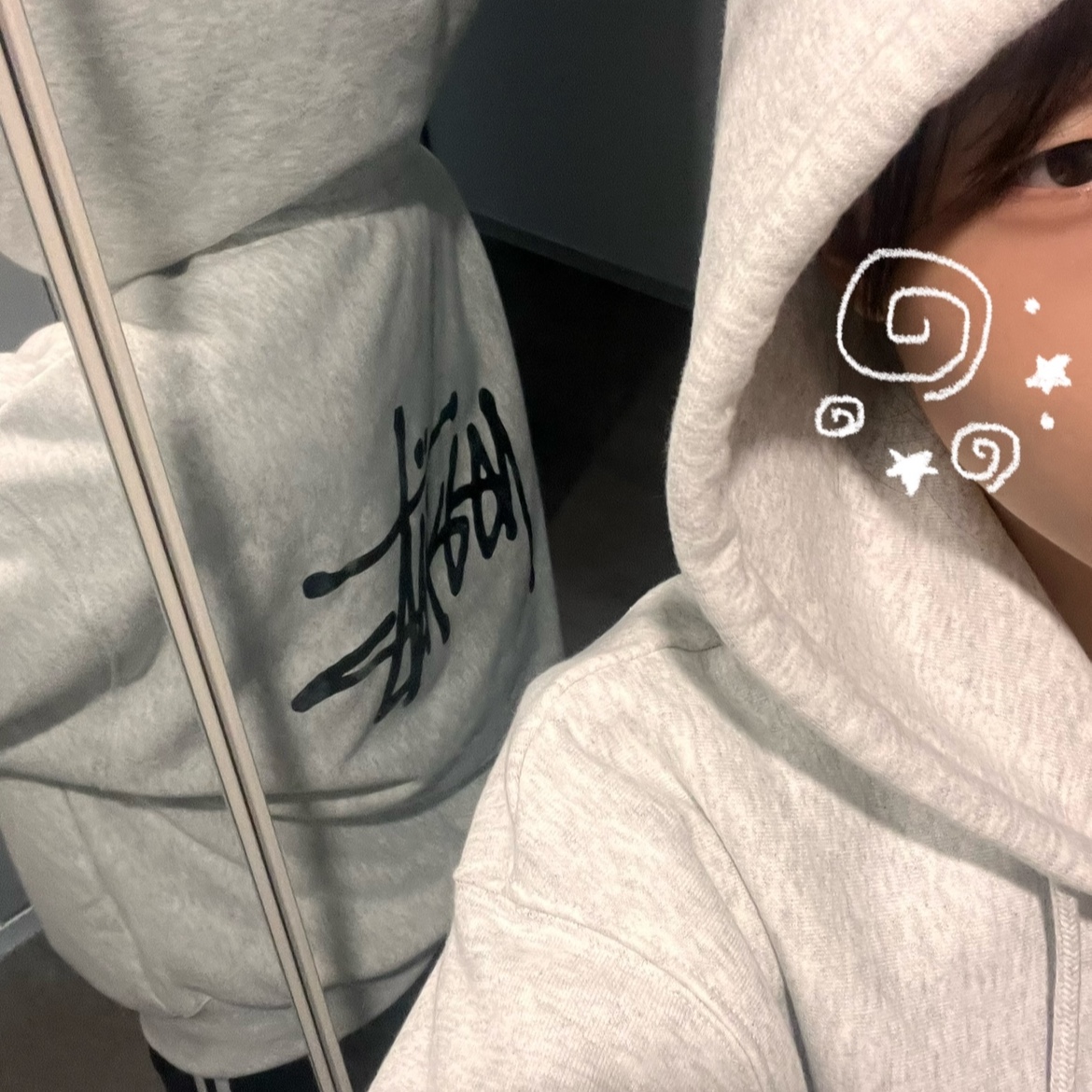Stussy Basic Stussy Zip Hoodie Ash Heather 착용 스타일 - 1