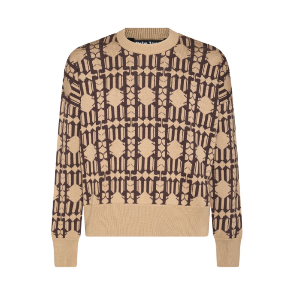 PMHE053E23KNI0016160 Palm Angels Cotton Wool Blend Sweater Beige Brown