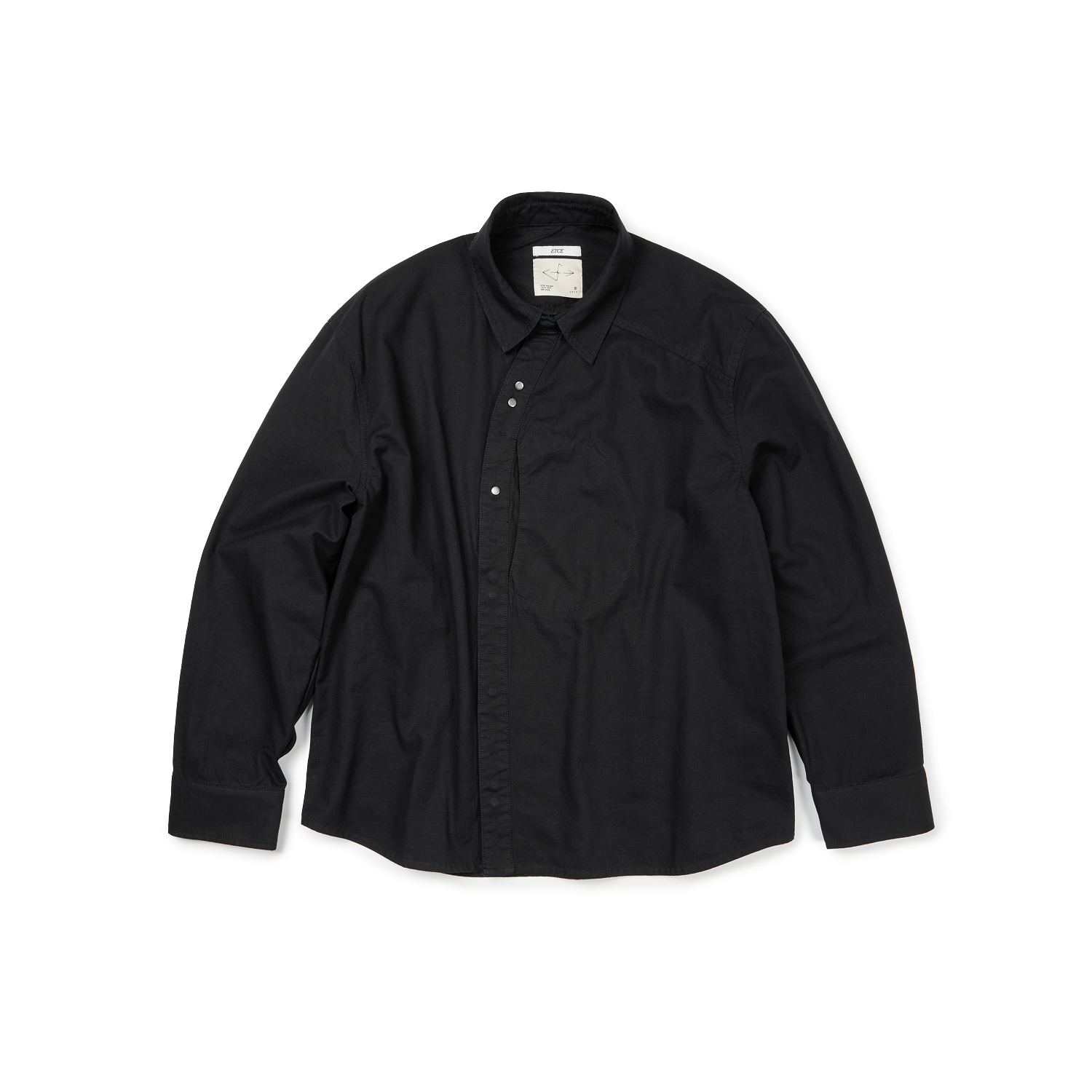 ET2503SH02BK ETCE Curved Cotton Shirts Black