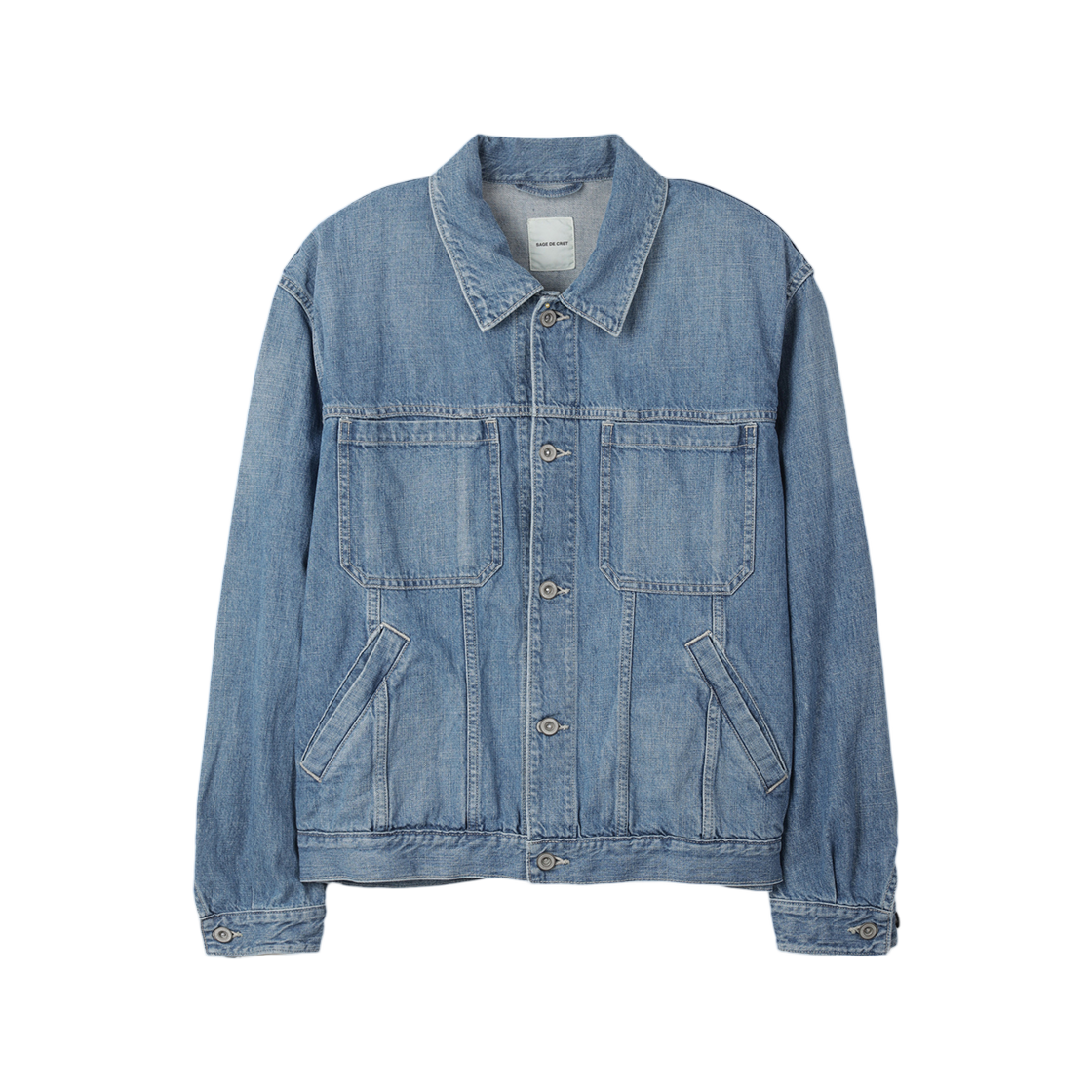 SVUAW25506INX SERIES Sage De Cre 11Oz Cotton Linen Denim Short Jacket Indigo