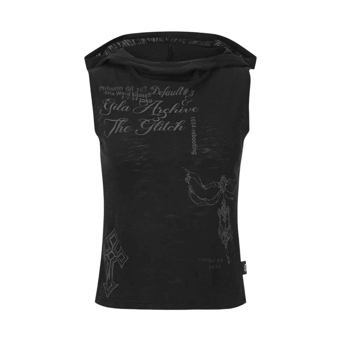 GL25FATP03BK Gila Archive Tattooed Graphic Cowl Sleeveless Black