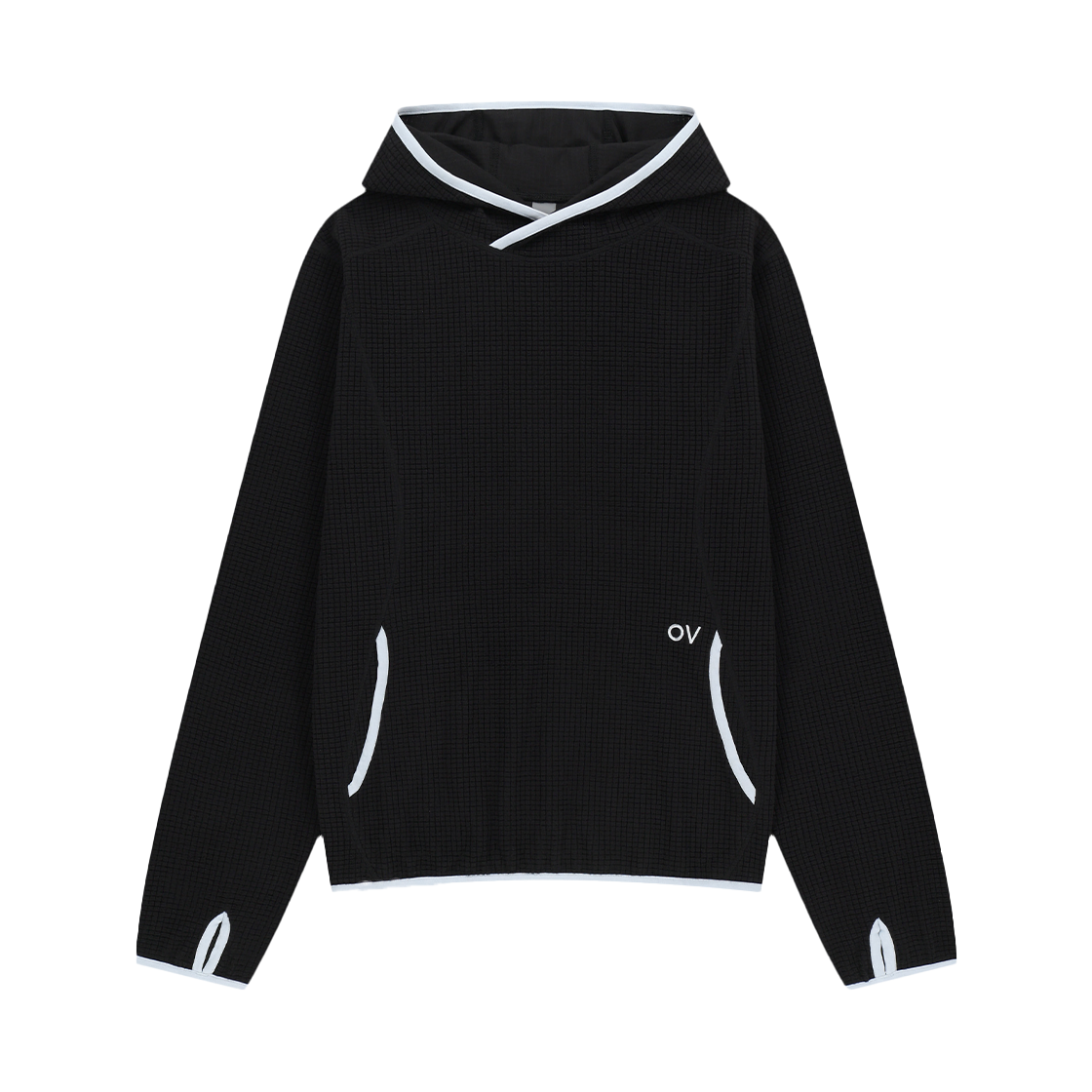 아웃도어보이스 테크놀 오브이 그리드 플리스 후디 블랙(Outdoor Voices Technol-Ov™ Grid Fleece Hoodie Black)