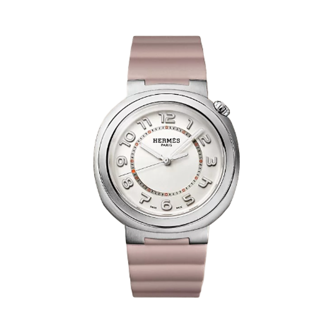 W404927WW00 Hermes Cut Watch Large Glycine Rubber Strap & Satin Brushed Steel