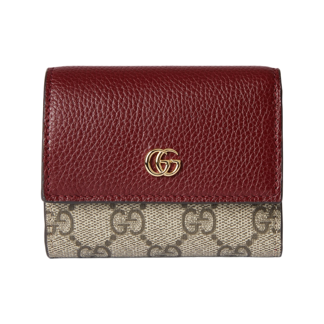 837957-AAE5E-6258 Gucci Bi-Color GG Marmont Mini Wallet Rosso Ancora Red Beige