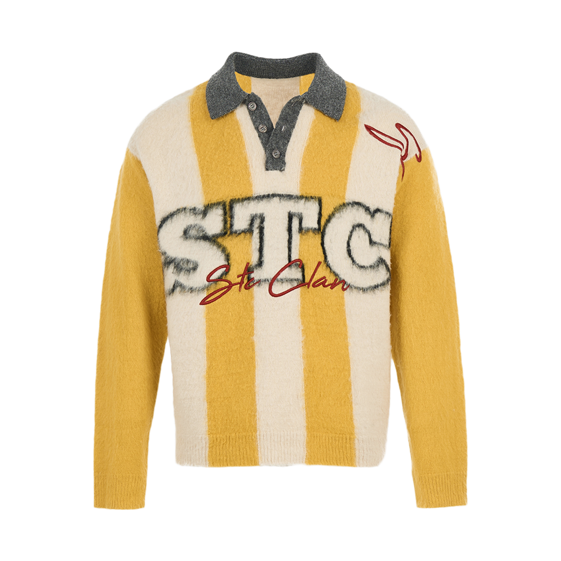ST-25FW-PO-YE-04 STEEPC Block jacquard polo sweater