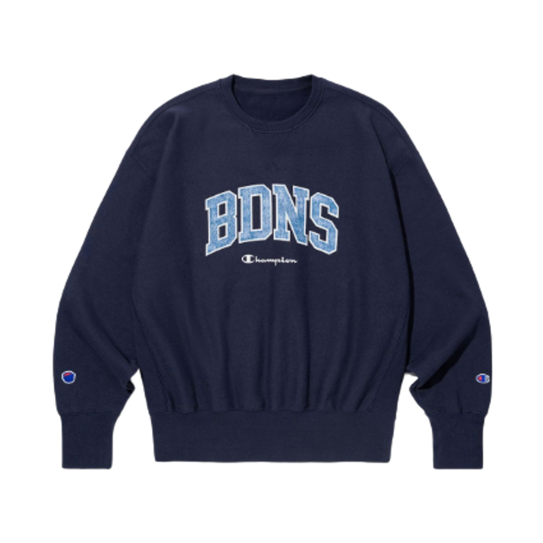 챔피온 x 빠더너스 리버스 위브 BDNS 로고 스웨트셔츠 네이비(Champion x BDNS Reverse Weave BDNS Logo Sweatshirt Navy)