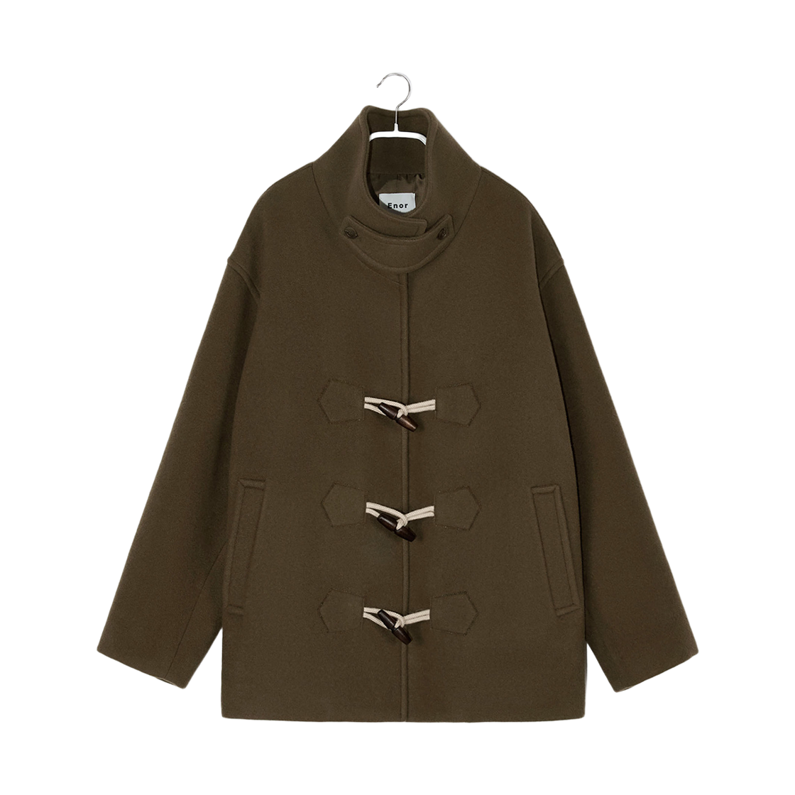 엔오르 우먼 하이넥 울 더플 코트 브라운(Enor Women High Neck Wool Duffle Coat Brown)