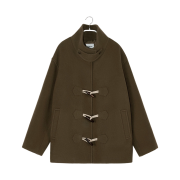 Enor Women High Neck Wool Duffle Coat Brown