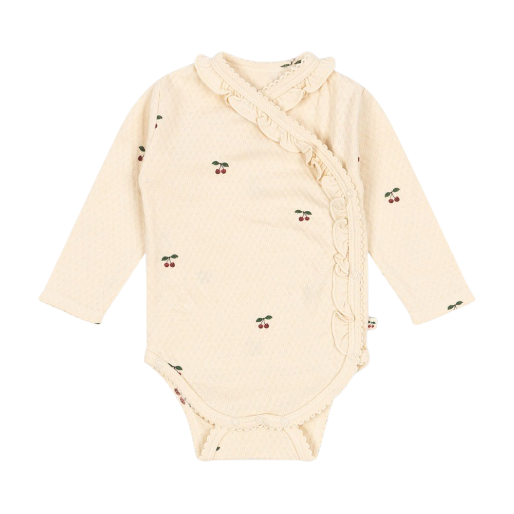콩제슬래드 수이 신생아 프릴 바디수트 체리(Konges Sløjd Sui Newborn Frill Body Gots Cherry)