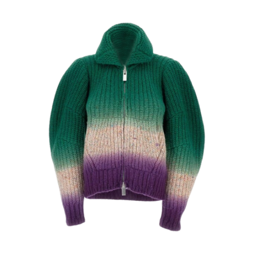 (W) 사카이 타이 다이 울 니트 블루종 그린((W) Sacai Tie Dye Wool Knit Blouson Green)