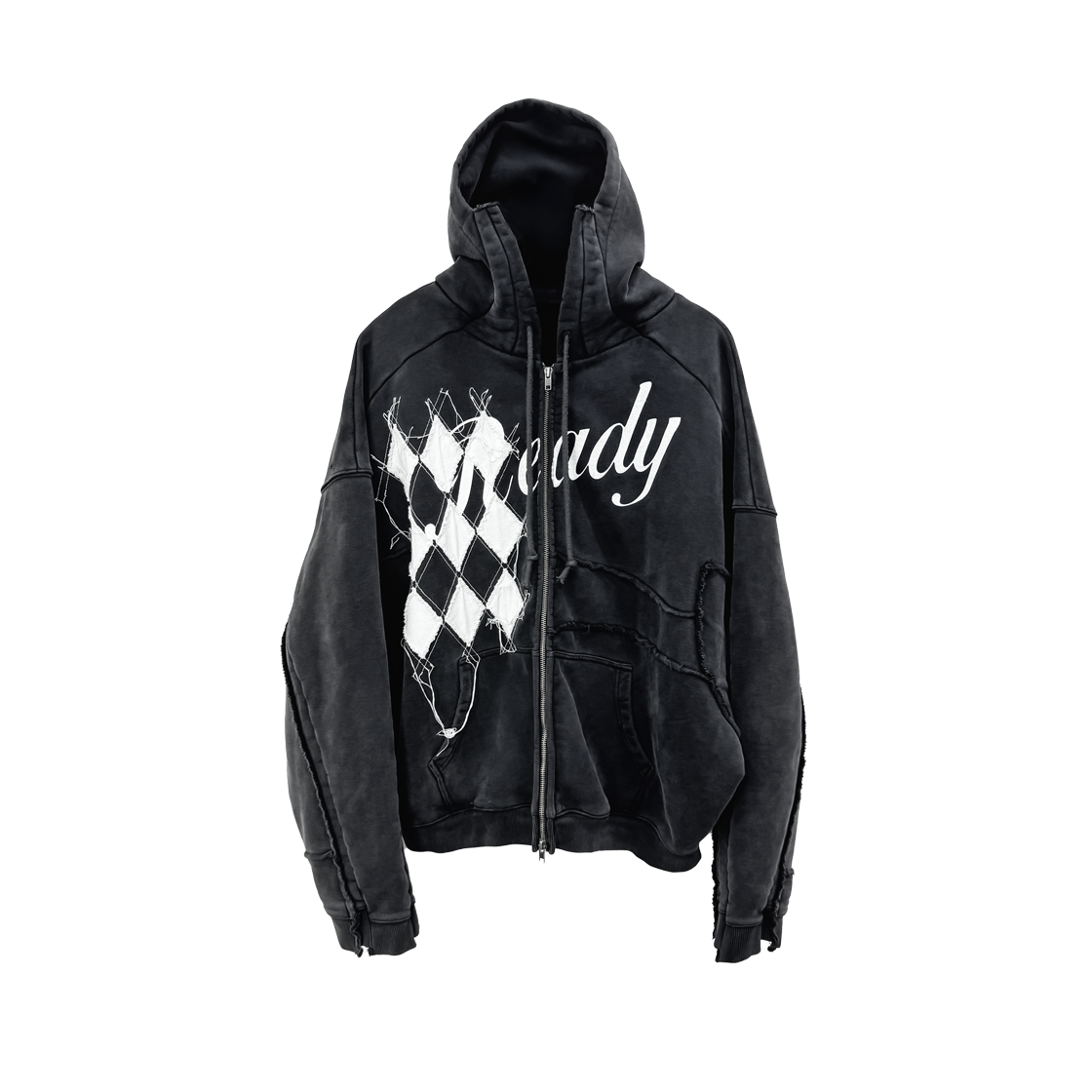 코드 다이아 패치 레디 워시드 후디 블랙(Cord Dia Patch Ready Washed Hoodie Black)