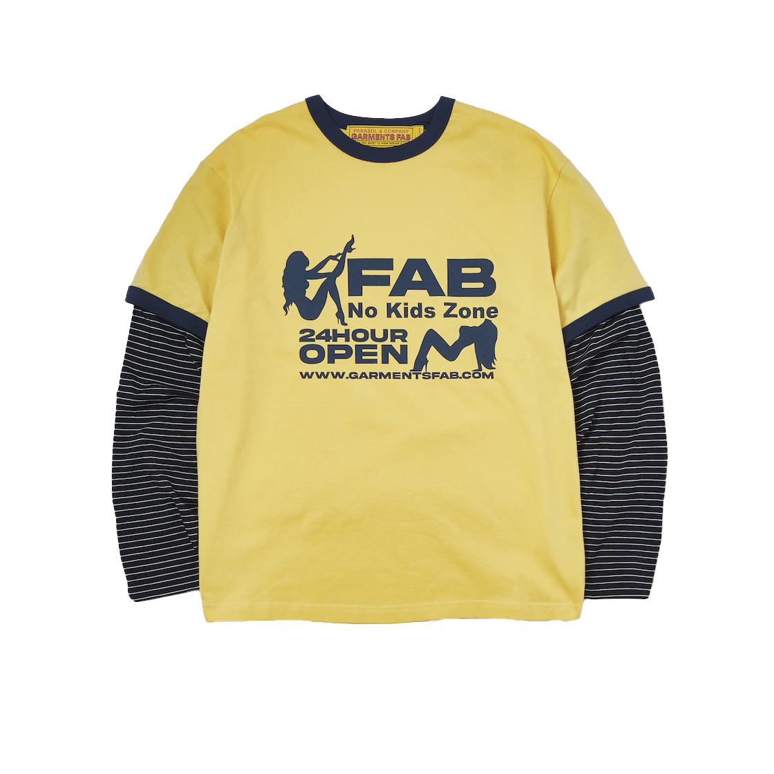 25FAGFLS01YL Garments Fab Adult Ringer Stripe Longsleeves Yellow