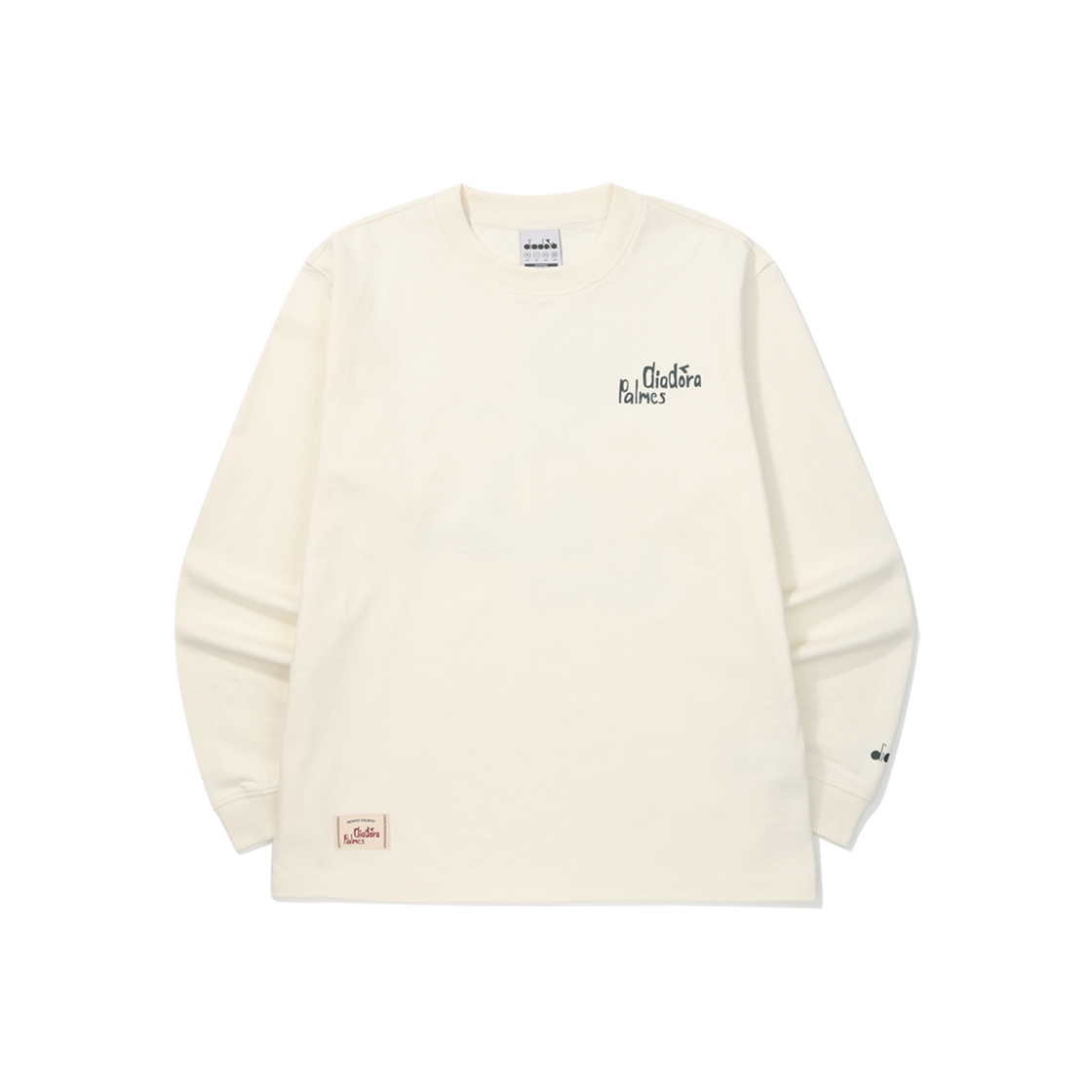 디아도라 바이 팜즈 그래픽 긴팔 티셔츠 화이트(DIADORA by PALMES Graphic Long Sleeve White)